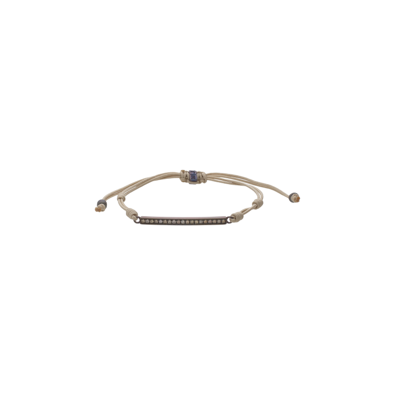 Mano | J . | BRACCIALE UOMO CON CORDINO SABBIA E TARGHETTA IN TITANIO CON DIAMANTI BROWN - BTC2001 (1)