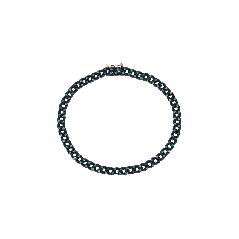 Mano | J . | BRACCIALE GROUMETTE MINI IN TITANIO NERO E DIAMANTI BLU - TNBG1005 (1)