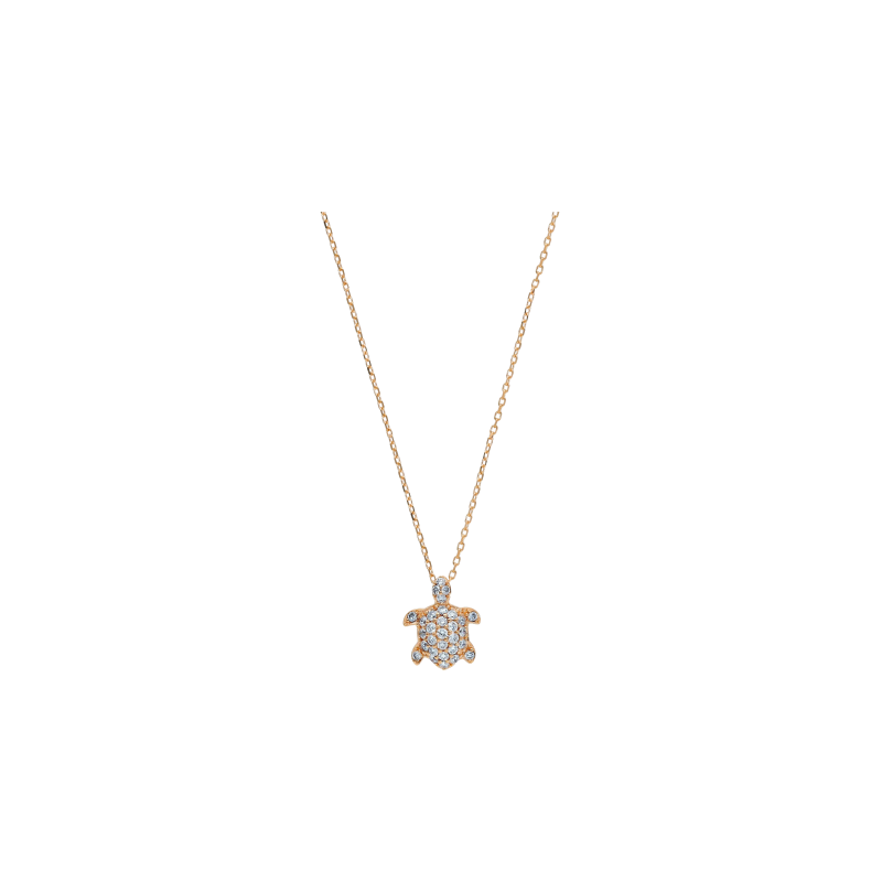 Bartorelli Italian Jewels | COLLANA GIROCOLLO IN ORO ROSA CON TARTARUGHINA PENDENTE IN PAV&Eacute; DI DIAMANTI - 249087 (1)