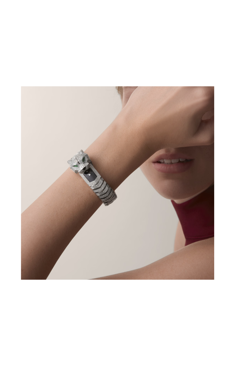 Cartier | LA PANTH&Egrave;RE DE CARTIER MODELLO MINI, ORO BIANCO, DIAMANTI, QUARZO - HPI01742 (7)