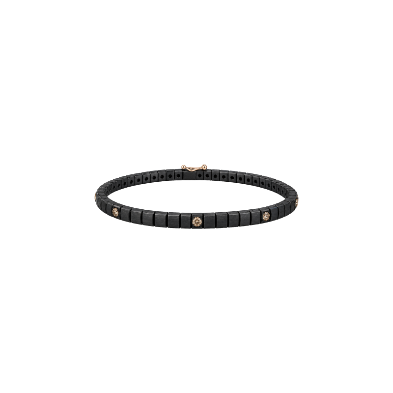 Mano | J . | BRACCIALE IN TITANIO NERO CON DIAMANTI BROWN - TNBTD3002 (1)