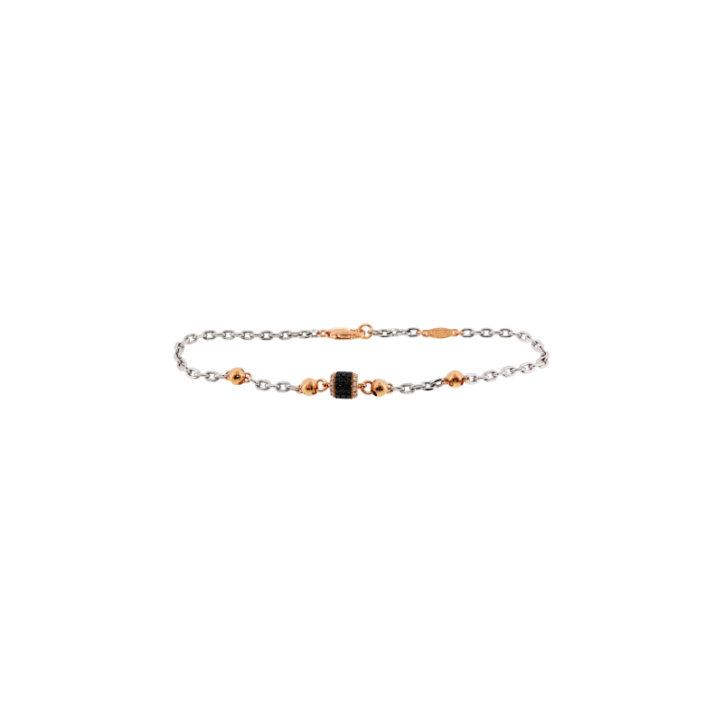 Zancan | BRACCIALE ZANCAN IN ORO BIANCO E ORO ROSA CON DIAMANTI BIANCHI E NERI - UB162RB (1)