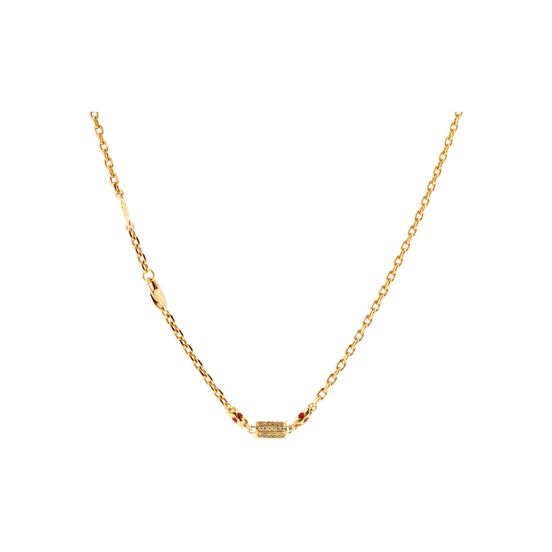 Zancan | CATENA ZANCAN IN ORO GIALLO CON DIAMANTI BIANCHI E DIAMANTI BROWN E RUBINI - UC161G (1)