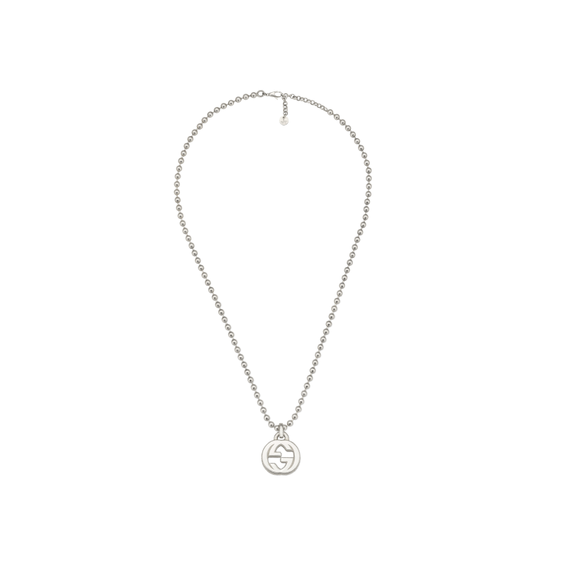 Collana Gucci Interlocking in argento con ciondolo GG - misura 55 cm -  YBB47921700100U - YBB47921700100U
