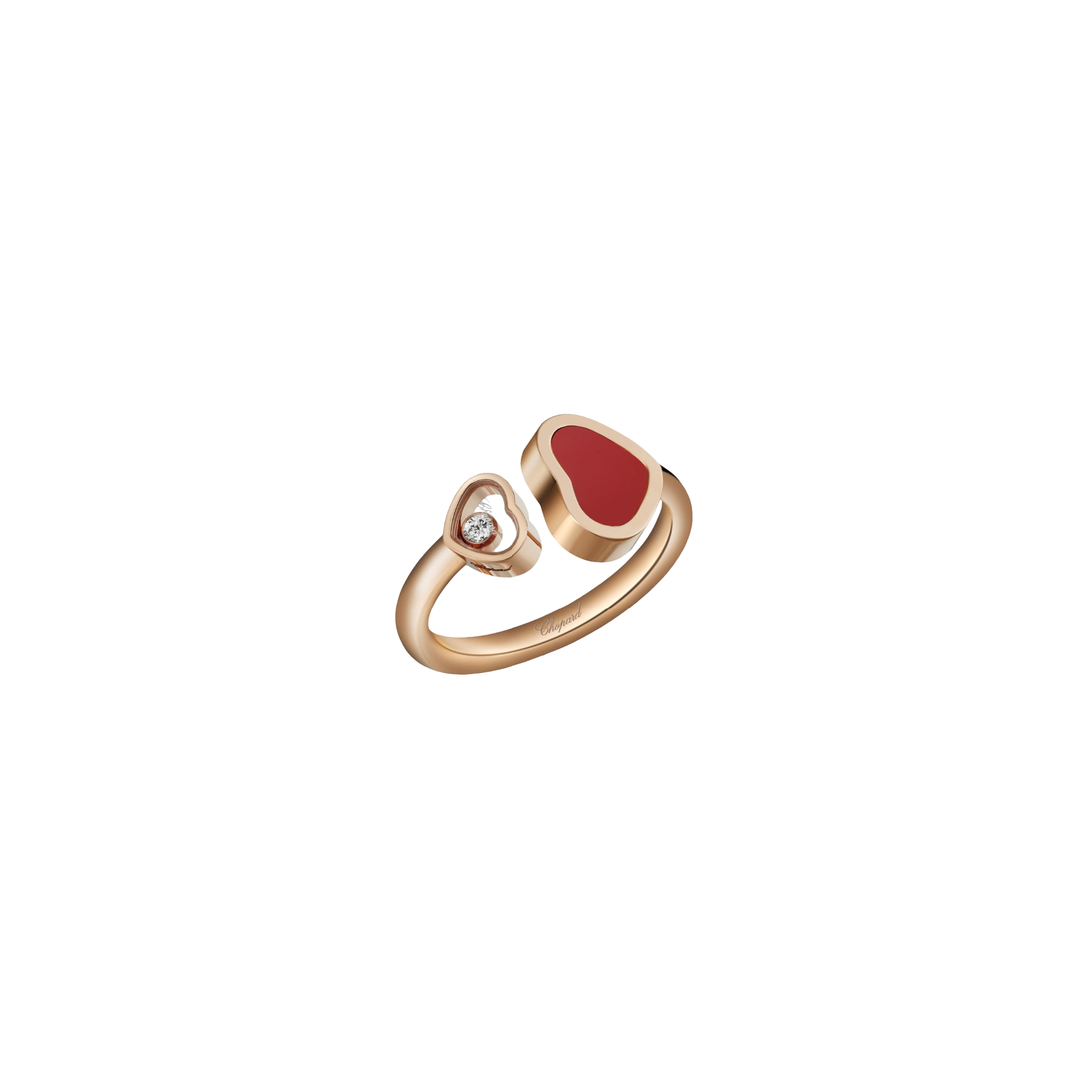Chopard | CHOPARD - HAPPY HEARTS - ANELLO IN ORO ROSA CON DIAMANTE E PIETRA ROSSA - 829482-5800 - 829482-5810 (1)